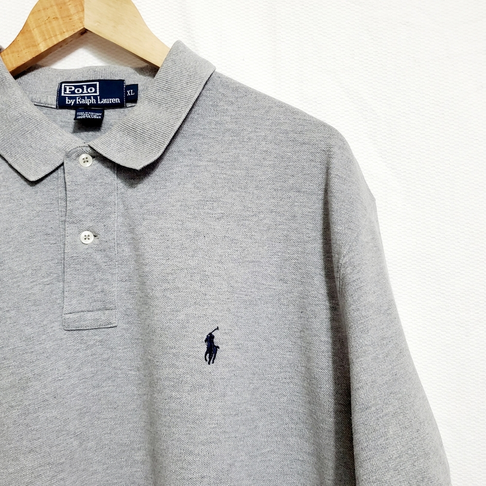 POLO Ralph Lauren Gray Cotton Pique Polo Shirt Mens XL